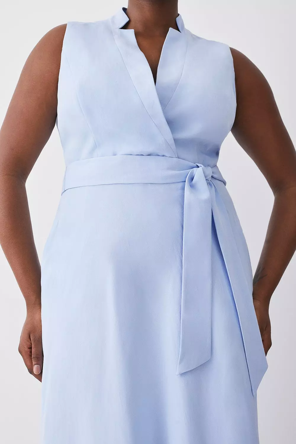 Plus size store linen wrap dress